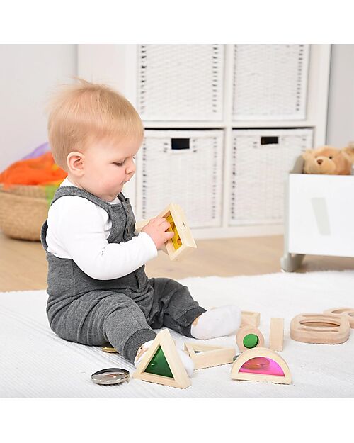 tickit Rainbow Blocks - 24 Blocks and 4 Shapes - in Wood - from 12 Months Wooden Blocks and Construction Sets