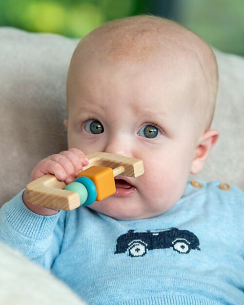 tickit Rattle with Teether - Arch - Neutral - Beech Wood and Food Grade Silicone Rattles