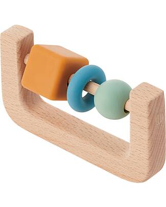 tickit Rattle with Teether - Arch - Neutral - Beech Wood and Food Grade Silicone Wooden Rattles