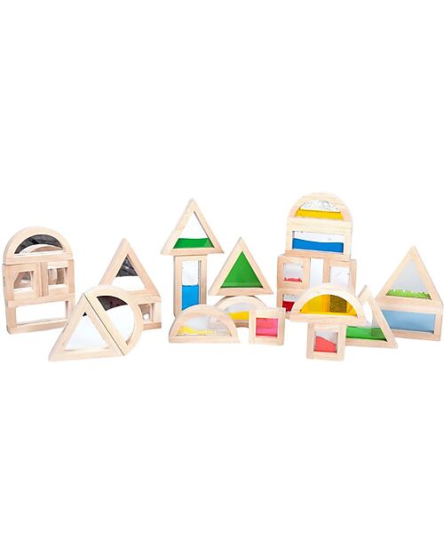 tickit Sensory Blocks - 16 Blocks and 4 Shapes - in Wood - from 12 Months Wooden Blocks and Construction Sets