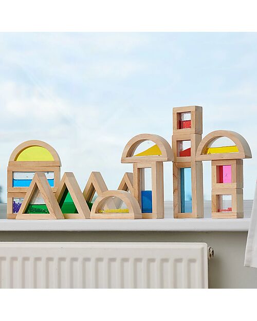 tickit Sensory Blocks - 16 Blocks and 4 Shapes - in Wood - from 12 Months Wooden Blocks and Construction Sets