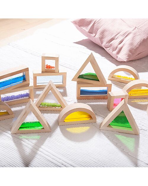 tickit Sensory Blocks - 16 Blocks and 4 Shapes - in Wood - from 12 Months Wooden Blocks and Construction Sets