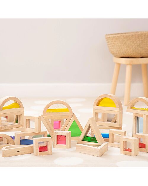 tickit Sensory Blocks - 16 Blocks and 4 Shapes - in Wood - from 12 Months Wooden Blocks and Construction Sets