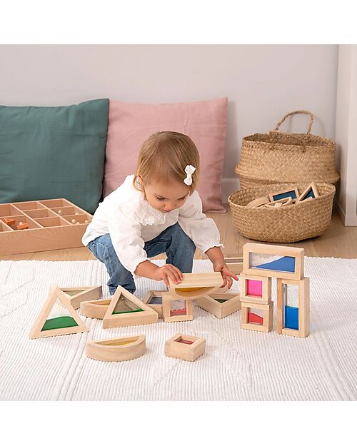 tickit Sensory Blocks - 16 Blocks and 4 Shapes - in Wood - from 12 Months Wooden Blocks and Construction Sets