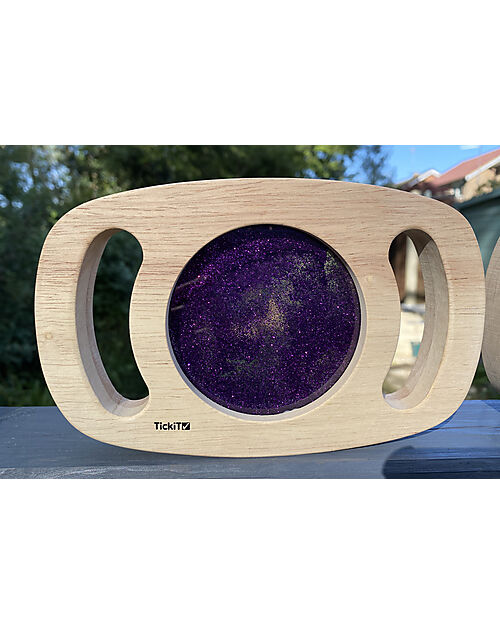 tickit Sensory Toy in FSC Rubber Wood - Easy Hold - with Glitter Panel - Purple - 12m+ Sensory Games_