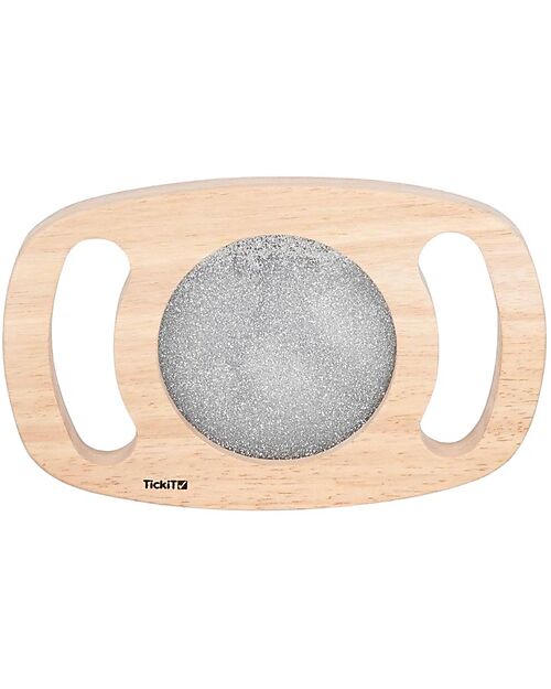 tickit Sensory Toy in FSC Rubber Wood - Easy Hold - with Glitter Panel - Silver - 12m+ Sensory Games_