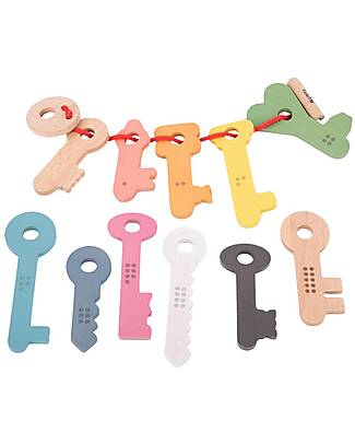 tickit Set of 11 Keys - Rainbow - Solid Beech Wood - from 10 Months Sensory Games_