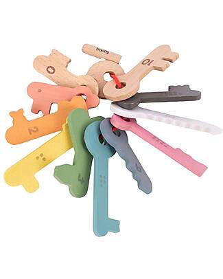 tickit Set of 11 Keys - Rainbow - Solid Beech Wood - from 10 Months Sensory Games_