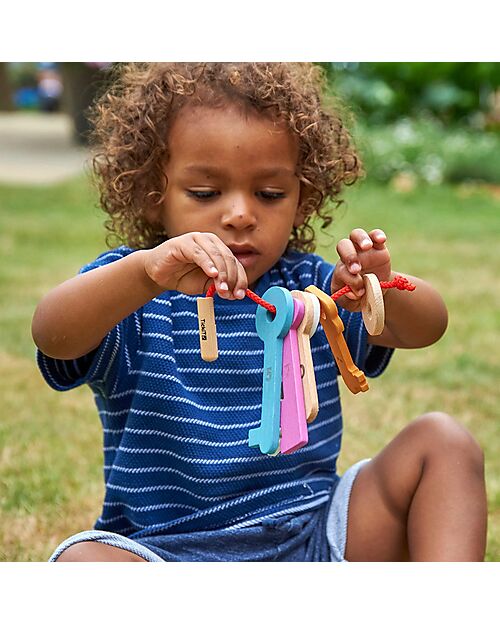 tickit Set of 11 Keys - Rainbow - Solid Beech Wood - from 10 Months Sensory Games_