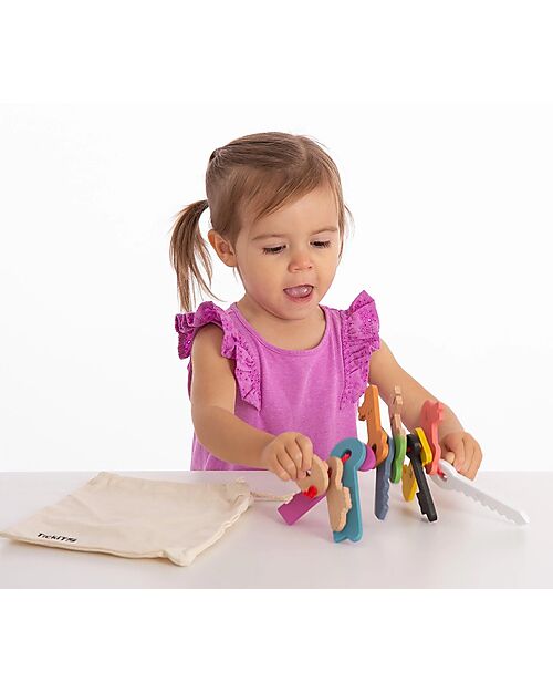 tickit Set of 11 Keys - Rainbow - Solid Beech Wood - from 10 Months Sensory Games_