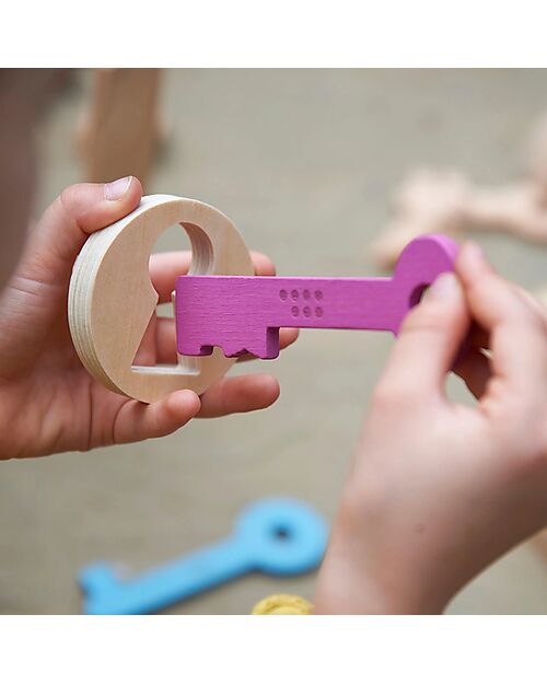 tickit Set of 11 Keys - Rainbow - Solid Beech Wood - from 10 Months Sensory Games_