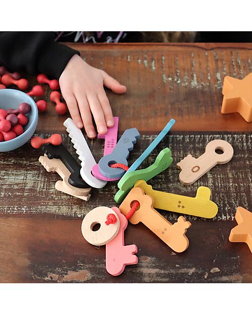 tickit Set of 11 Keys - Rainbow - Solid Beech Wood - from 10 Months Sensory Games_