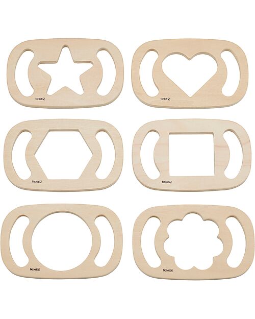 tickit Set of 6 Sensory Toys in FSC Rubber Wood - Shape Viewers - Easy Hold - 12m+ Sensory Games_