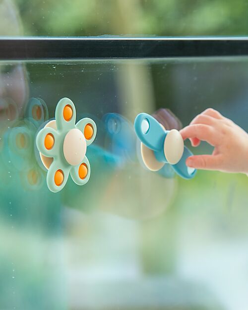 tickit Spinner with Suction Cup - Light Blue - Food Grade Silicone Newborn Toys_