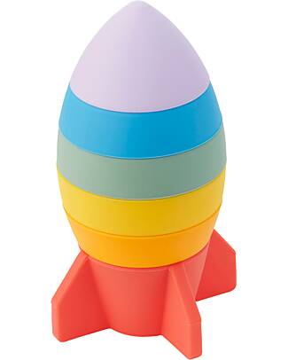 tickit Stackable Sensory Game Rocket - Rainbow - Food-Grade Silicone Newborn Toys_
