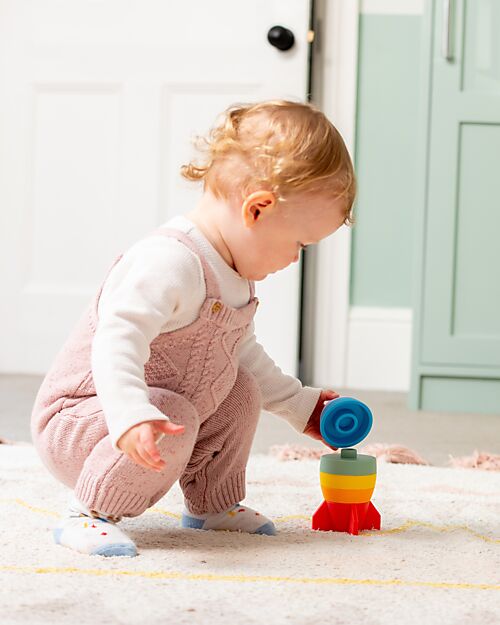 tickit Stackable Sensory Game Rocket - Rainbow - Food-Grade Silicone Newborn Toys_