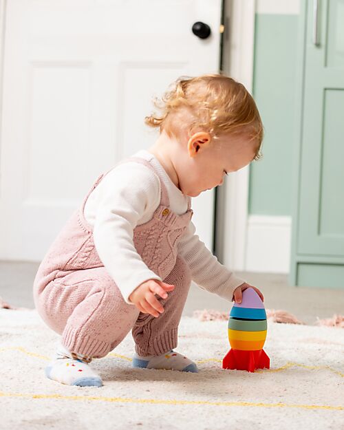 tickit Stackable Sensory Game Rocket - Rainbow - Food-Grade Silicone Newborn Toys_