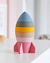 tickit Stackable Sensory Toy Rocket - Pastel Rainbow - Food-Grade Silicone Newborn Toys_