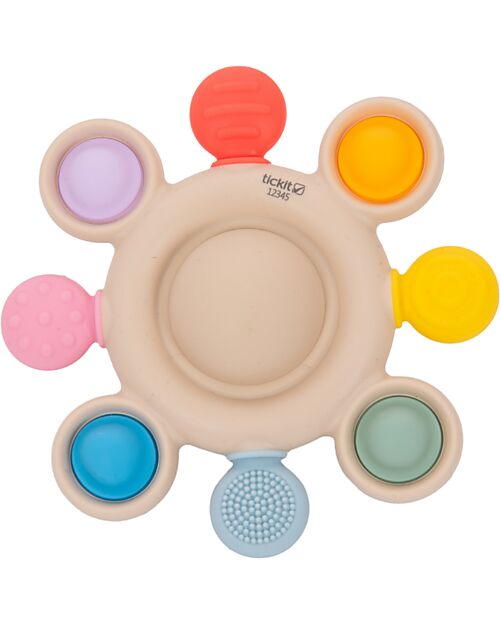 tickit Teether with Rattle - Arcobaleno - Food Grade Silicone and Beech Wood Teethers