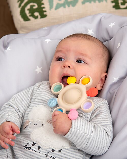 tickit Teether with Rattle - Arcobaleno - Food Grade Silicone and Beech Wood Teethers