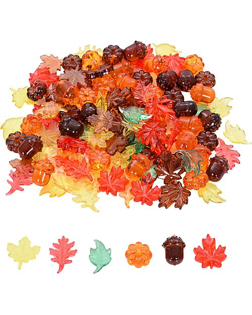 tickit Translucent Leaves and Seeds - Red/Yellow/Orange/Brown/Green - from 3 Years - For Light Panel Sensory Games_
