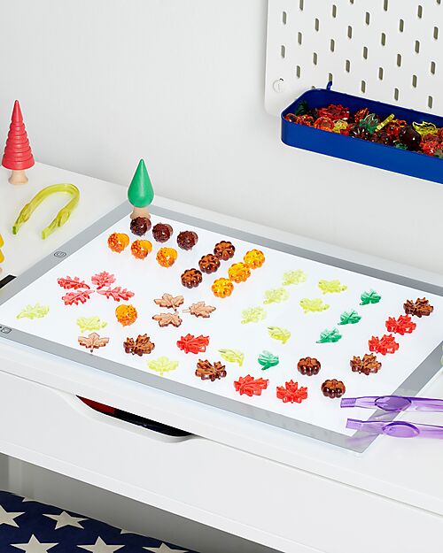 tickit Translucent Leaves and Seeds - Red/Yellow/Orange/Brown/Green - from 3 Years - For Light Panel Sensory Games_