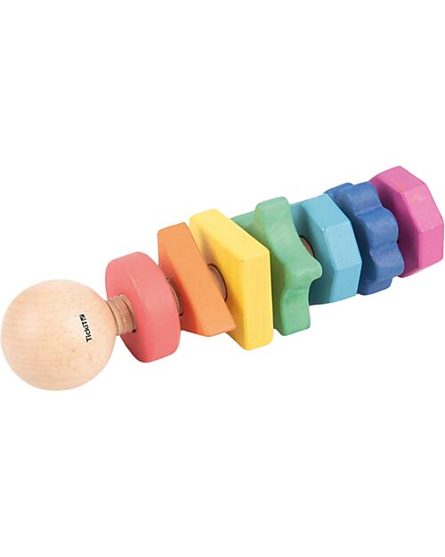 tickit Twister - 1 Bolt and 7 Nuts - Rainbow - Solid Wood - from 18 Months Wooden Stacking Toys