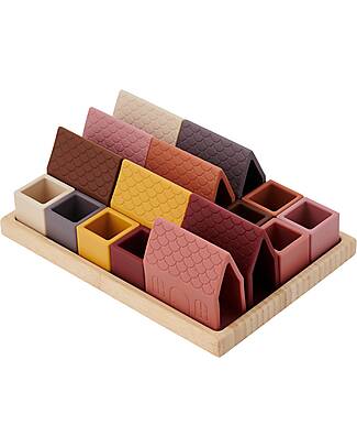 tickit Village Building Blocks - Earth - 16 Pieces - Food Grade Silicone and Natural Bamboo - 0+ Sensory Games_