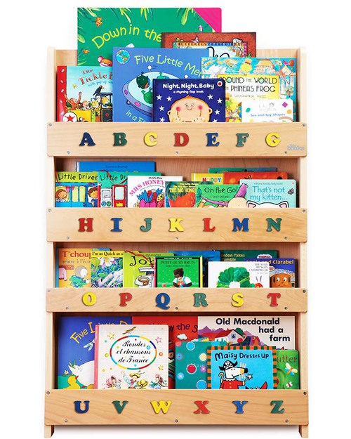Tidy Books Children’s Front Facing Bookcase with 3D Alphabet - Natural Capital Letters Montessori Toys