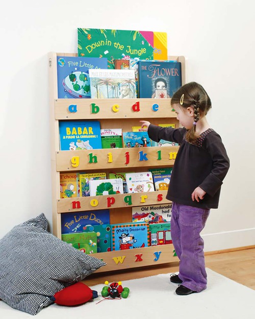 Tidy Books Children’s Front Facing Bookcase with 3D Alphabet - Natural Capital Letters Montessori Toys