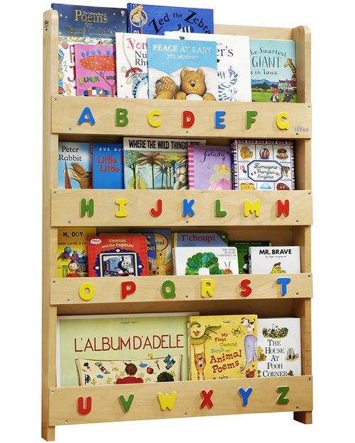 Tidy Books Children’s Front Facing Bookcase with 3D Alphabet - Natural Capital Letters Montessori Toys