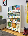 Tidy Books Children’s Front Facing Montessori Wood Bookcase with 3D Alphabet - White Lowercase Montessori Bookcases