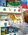 Tidy Books Children’s Front Facing Montessori Wood Bookcase with 3D Alphabet - White Lowercase Montessori Bookcases