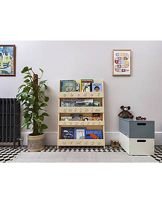 Tidy Books Montessori Frontal Bookcase for Children in Wood - Barley - Sage 3D Lowercase Letters Montessori Bookcases