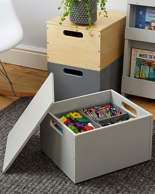 Tidy Books Sorting Box, Toys Wooden Box, Pale Grey - 40 x 30 x 24 cm Toy Storage Boxes