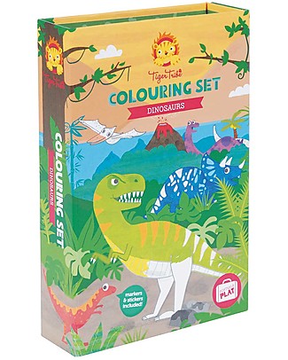 Tiger Tribe Colouring Set, Dinosaurs - Includes booklet, markers and stickers! Colouring Activities