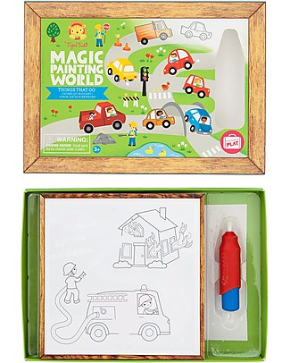 Tiger Tribe Magic Painting World, Things That Go - 4 drawings to discover with the included water-brush! Colouring Activities