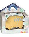 Tikiri 3-in-1 Rattle, Teether, Bath Toy - Bus - Vroom Vroom Friends - Gift Box - 100% Natural Rubber - GOLS Certified Bath Toys