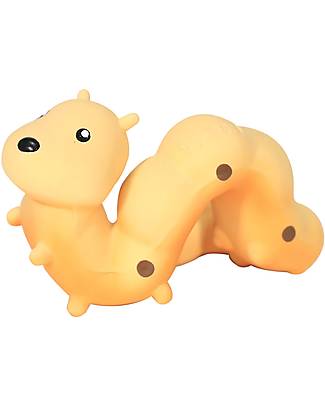 Tikiri 3-in-1 Rattle, Teether, Bath Toy - Caterpillar - Garden Animals - 100% Natural Rubber - GOLS Certified Bath Toys
