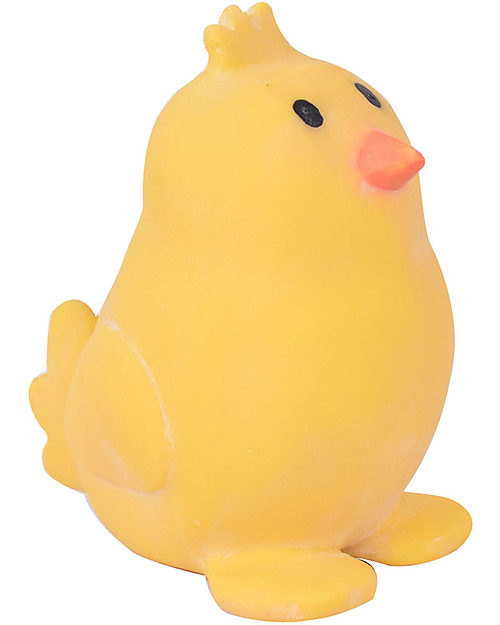 Tikiri 3-in-1 Rattle, Teether, Bath Toy - Chick, My First Farm - 100% Natural Rubber Rattles
