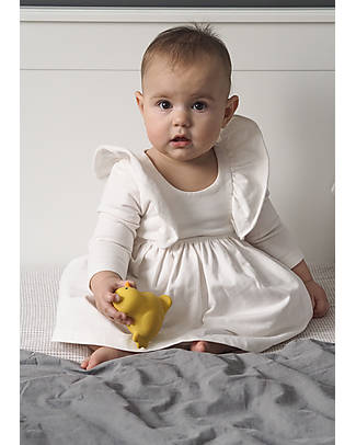 Tikiri 3-in-1 Rattle, Teether, Bath Toy - Chick - My First Farm - Gift Box - 100% Natural Rubber Bath Toys
