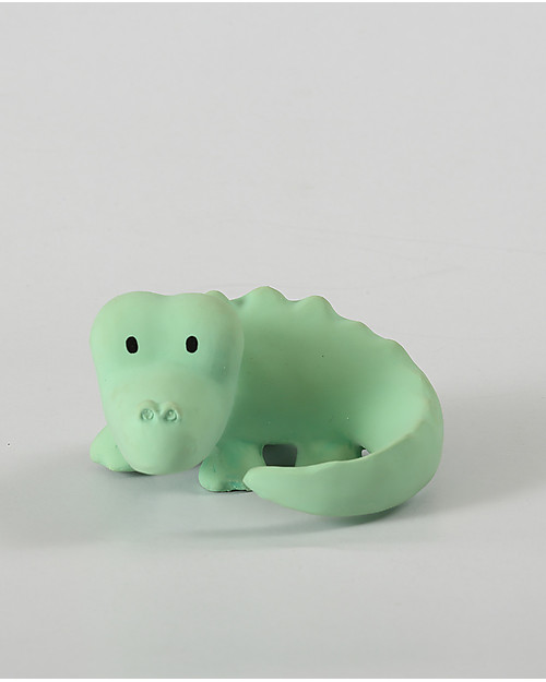 Tikiri 3-in-1 Rattle, Teether, Bath Toy - Crocodile, My First Zoo - 100% Natural Rubber Rattles