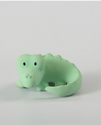 Tikiri 3-in-1 Rattle, Teether, Bath Toy - Crocodile, My First Zoo - 100% Natural Rubber Rattles