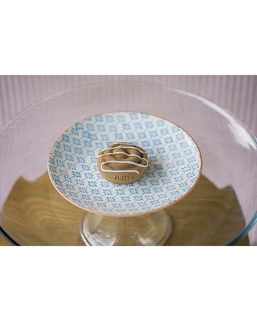 Tikiri 3-in-1 Rattle, Teether, Bath Toy - Danish Pastry - Bakery Items - 100% Natural Rubber - GOLS Certified Teethers