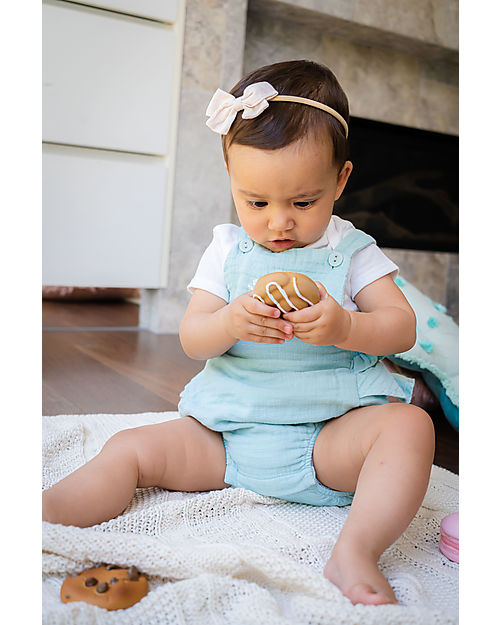 Tikiri 3-in-1 Rattle, Teether, Bath Toy - Danish Pastry - Bakery Items - 100% Natural Rubber - GOLS Certified Teethers