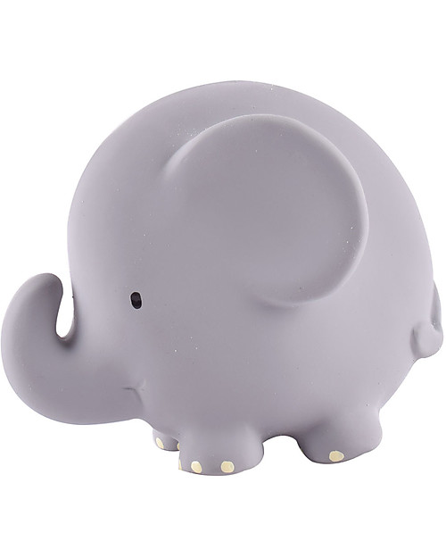 Tikiri 3-in-1 Rattle, Teether, Bath Toy - Elephant, My First Zoo - 100% Natural Rubber Bath Toys