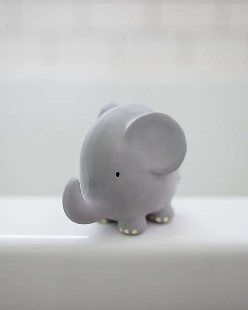 Tikiri 3-in-1 Rattle, Teether, Bath Toy - Elephant, My First Zoo - 100% Natural Rubber Bath Toys