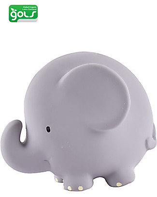 Tikiri 3-in-1 Rattle, Teether, Bath Toy Elephant, My First Zoo - Gift Box - 100% Natural Rubber Bath Toys