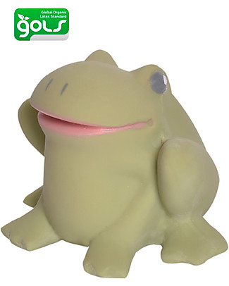 Tikiri 3-in-1 Rattle, Teether, Bath Toy - Gemba the Frog - 100% Natural Rubber Bath Toys