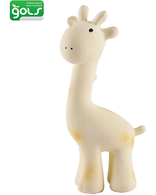 Tikiri 3-in-1 Rattle, Teether, Bath Toy - Giraffe, My First Zoo - 100% Natural Rubber Bath Toys
